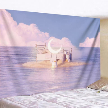 Ταπισερί σε στυλ INS, μοτίβο τοπίου, ορθογώνιο, 100% βαμβάκι, πλύσιμο στο χέρι