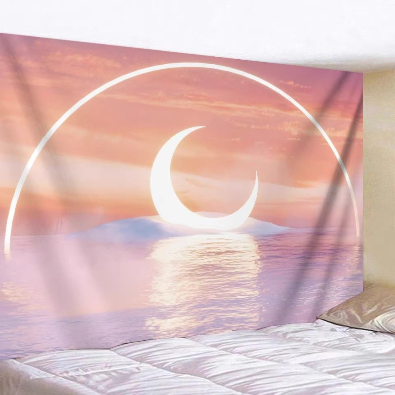 Ταπισερί σε στυλ INS, μοτίβο τοπίου, ορθογώνιο, 100% βαμβάκι, πλύσιμο στο χέρι