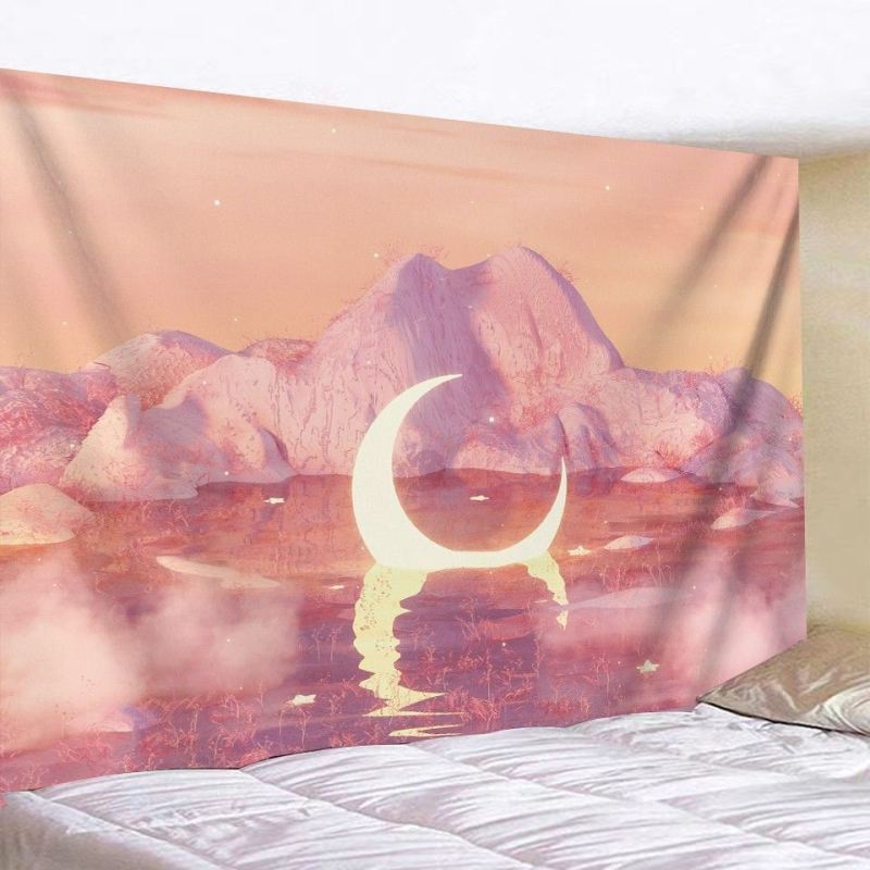 Ταπισερί σε στυλ INS, μοτίβο τοπίου, ορθογώνιο, 100% βαμβάκι, πλύσιμο στο χέρι