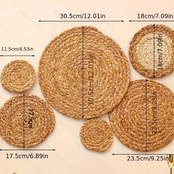 Μποέμ τοίχου κρεμαστό σετ με καλάθια από άχυρο – χειροποίητο πλέξιμο, κυκλικό σχήμα, κυκλικό μοτίβο, σκανδιναβικό στυλ