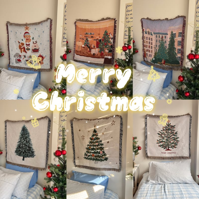 Βορειοευρωπαϊκός τάπεστρία-κουβέρτα με χριστουγεννιάτικο δέντρο για το σαλόνι; Υλικό: χημικές ίνες; Περιεχόμενο βασικού υλικού: 71–80%; Πλύσιμο: στο χέρι