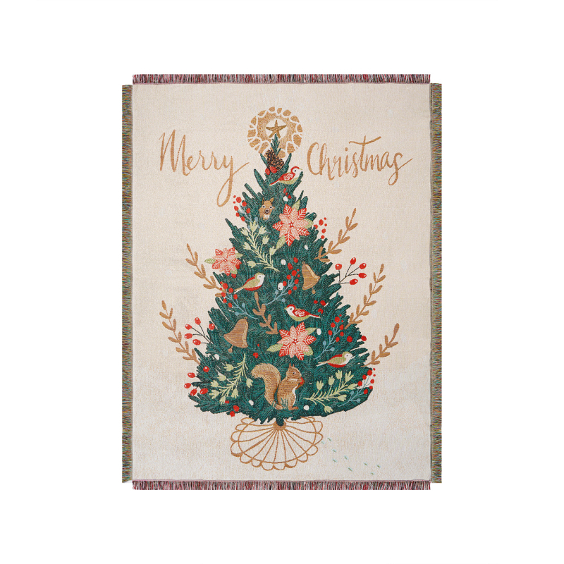 Βορειοευρωπαϊκός τάπεστρία-κουβέρτα με χριστουγεννιάτικο δέντρο για το σαλόνι; Υλικό: χημικές ίνες; Περιεχόμενο βασικού υλικού: 71–80%; Πλύσιμο: στο χέρι