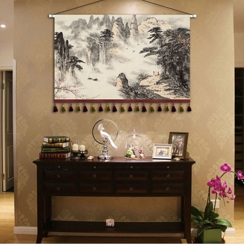 Ταπετσαρία με τοπίο, Νέο κινεζικό στυλ, Μίγμα Βαμβακιού, Ορθογώνιο, Σαλόνι