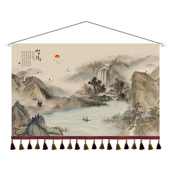 Ταπετσαρία με τοπίο, Νέο κινεζικό στυλ, Μίγμα Βαμβακιού, Ορθογώνιο, Σαλόνι