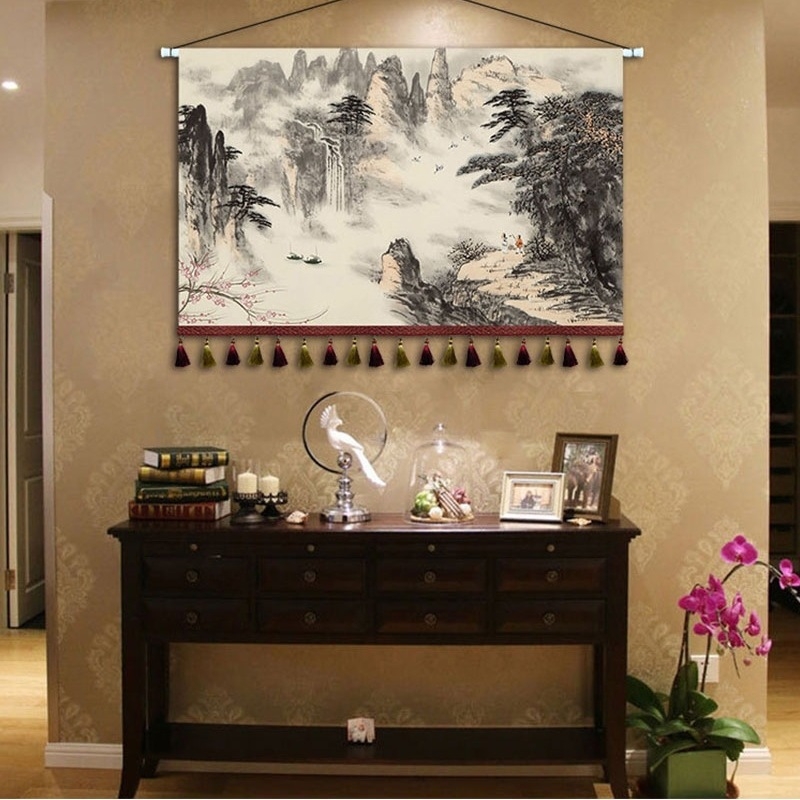 Ταπετσαρία με τοπίο, Νέο κινεζικό στυλ, Μίγμα Βαμβακιού, Ορθογώνιο, Σαλόνι