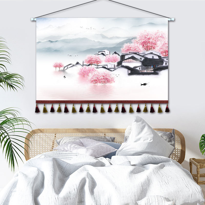 Ταπετσαρία με τοπίο, Νέο κινεζικό στυλ, Μίγμα Βαμβακιού, Ορθογώνιο, Σαλόνι