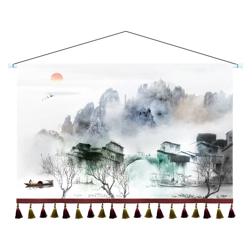 Ταπετσαρία με τοπίο, Νέο κινεζικό στυλ, Μίγμα Βαμβακιού, Ορθογώνιο, Σαλόνι