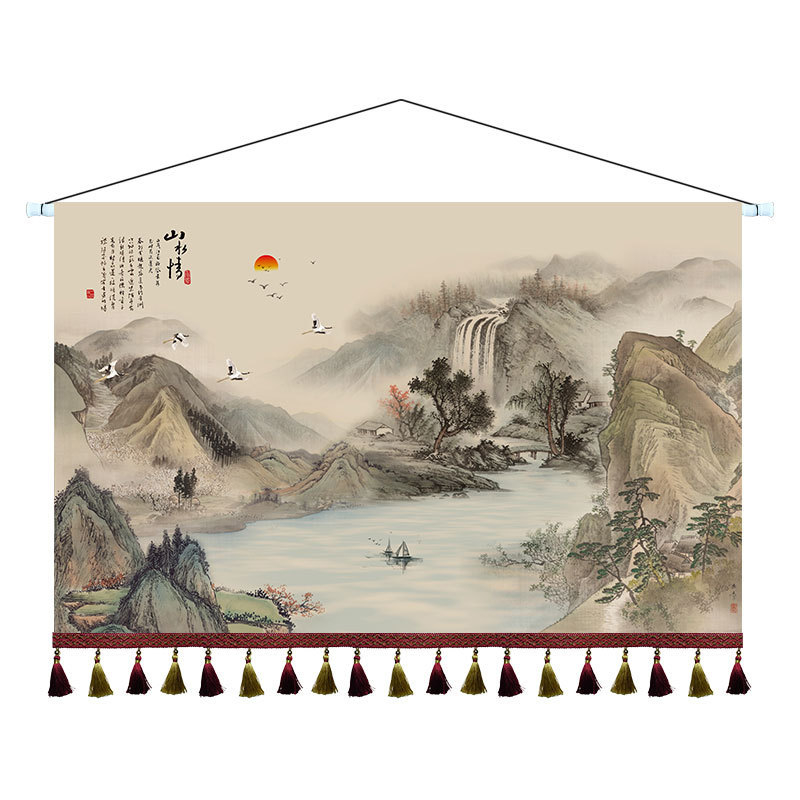 Ταπετσαρία με τοπίο, Νέο κινεζικό στυλ, Μίγμα Βαμβακιού, Ορθογώνιο, Σαλόνι