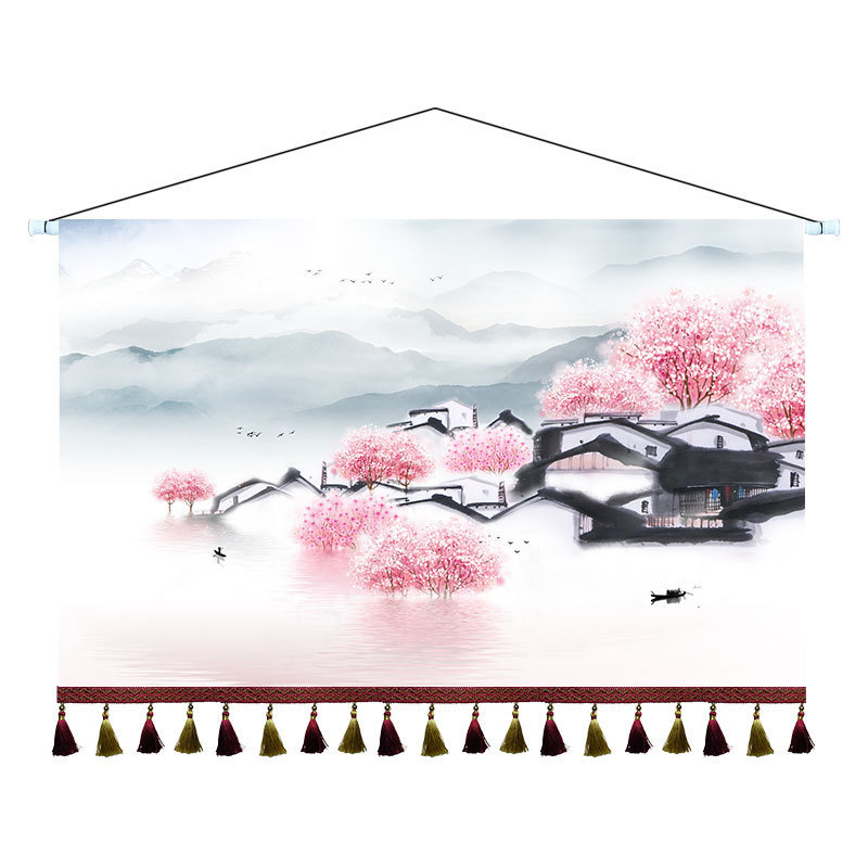 Ταπετσαρία με τοπίο, Νέο κινεζικό στυλ, Μίγμα Βαμβακιού, Ορθογώνιο, Σαλόνι