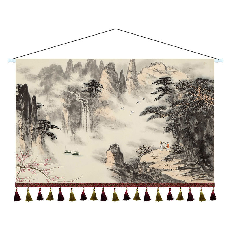 Ταπετσαρία με τοπίο, Νέο κινεζικό στυλ, Μίγμα Βαμβακιού, Ορθογώνιο, Σαλόνι