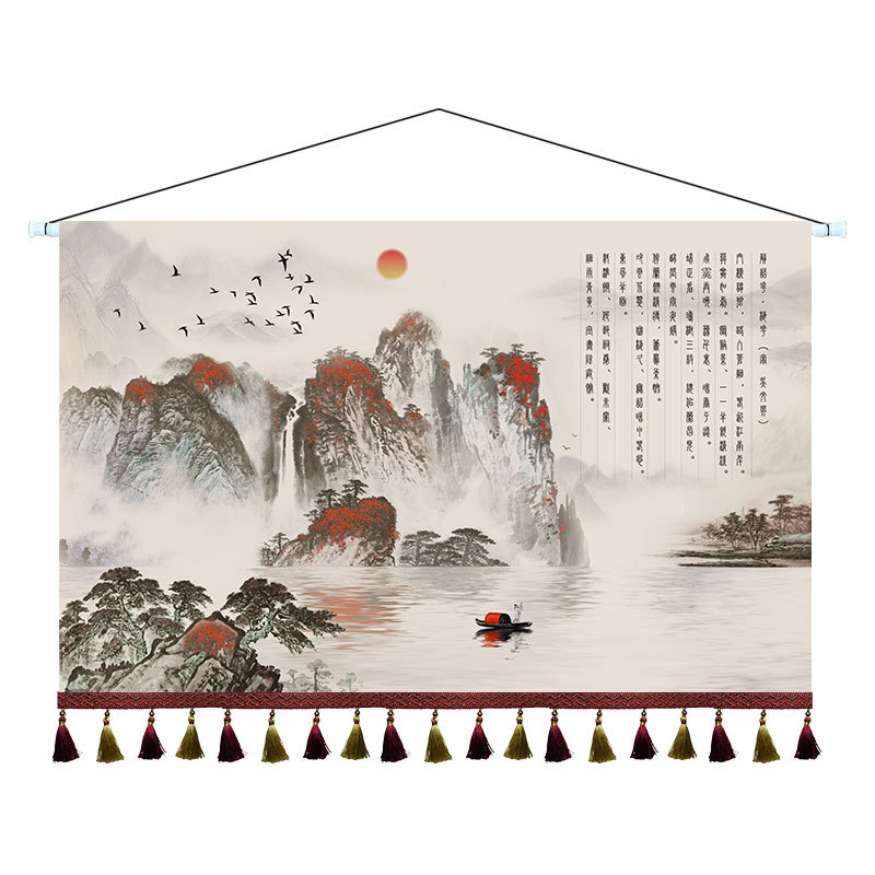 Ταπετσαρία με τοπίο, Νέο κινεζικό στυλ, Μίγμα Βαμβακιού, Ορθογώνιο, Σαλόνι