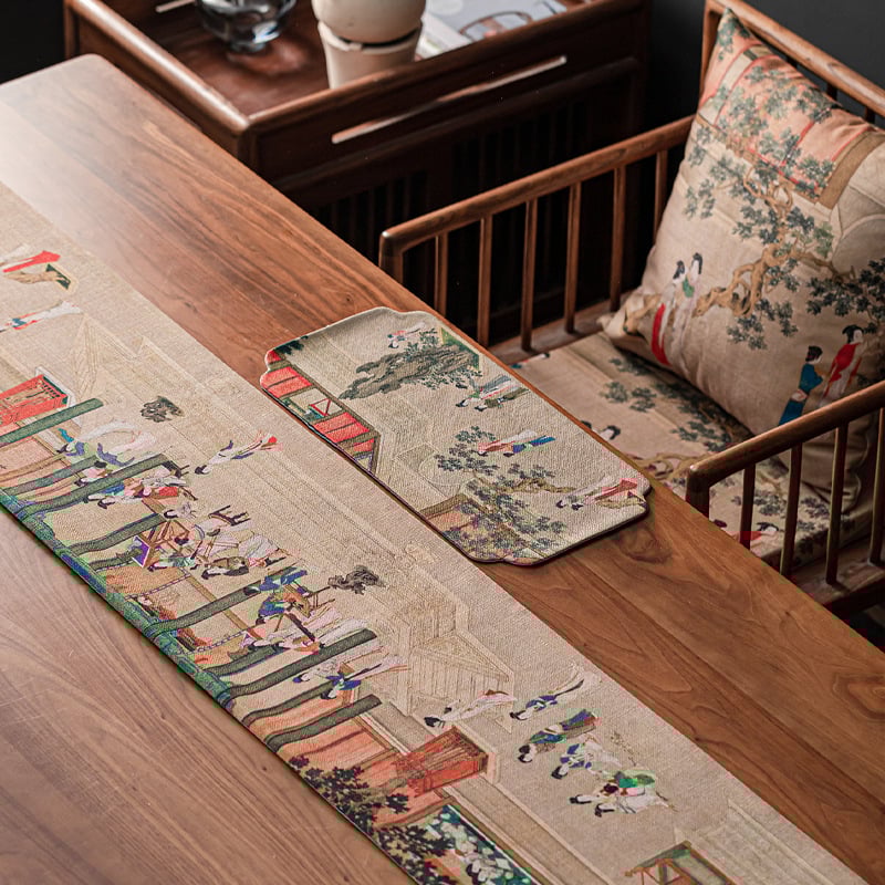 Пътека за маса, дзен стил, водоустойчива чаена подложка; полиестер 95% + 5%; серия Китайски стил; марка Page Hall