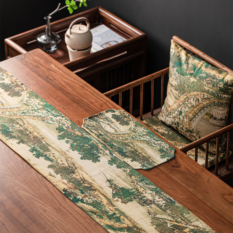 Пътека за маса, дзен стил, водоустойчива чаена подложка; полиестер 95% + 5%; серия Китайски стил; марка Page Hall