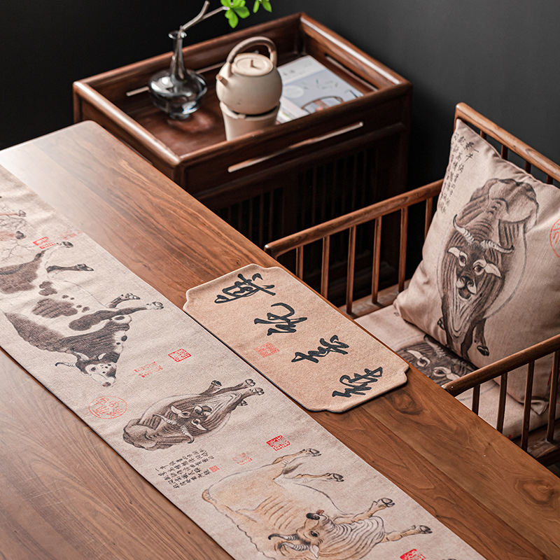 Пътека за маса, дзен стил, водоустойчива чаена подложка; полиестер 95% + 5%; серия Китайски стил; марка Page Hall