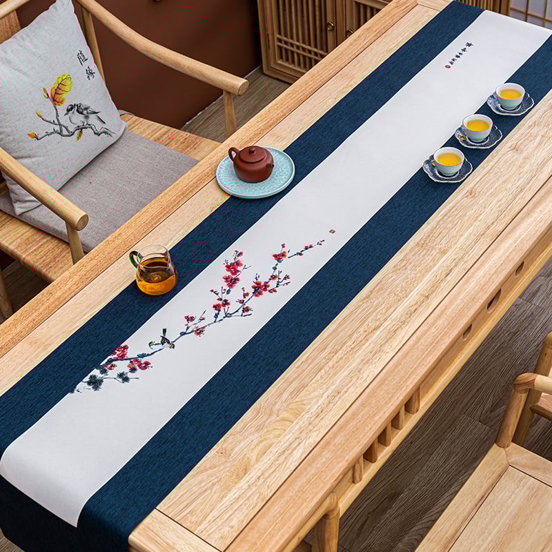 Чайна подложка за чайна церемония, водоустойчива, ръчно рисувана, Нов китайски стил, модел Китайски вятър, полиестер