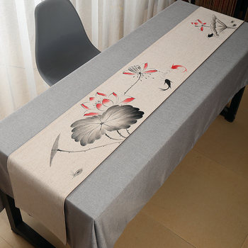 Покривка за маса за чай – лен; основен състав: 80% лен; стил: китайски стил; подходяща за дневна, спалня, кабинет, търговски обекти