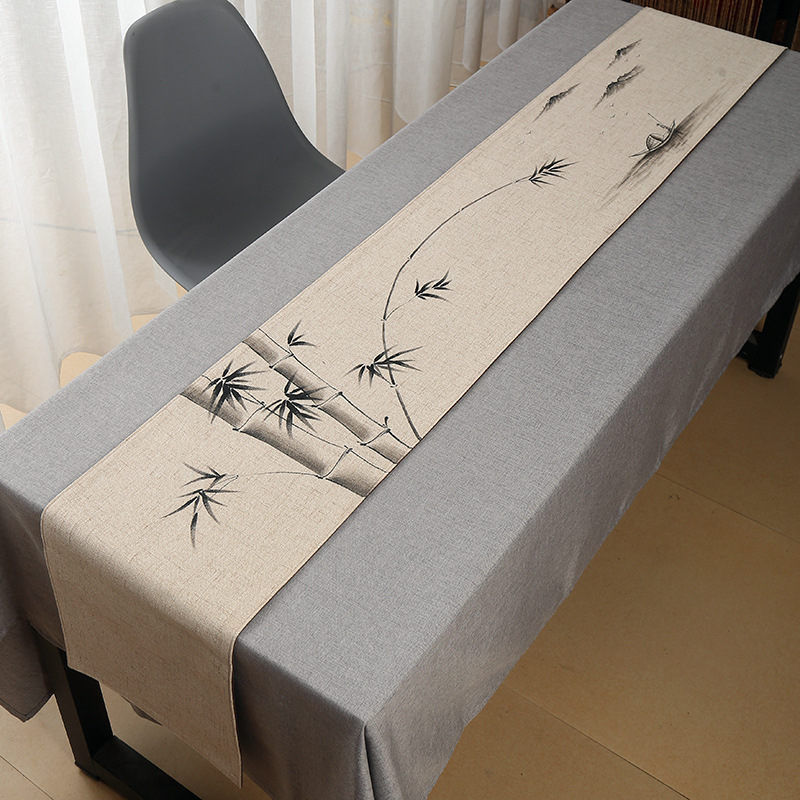 Покривка за маса за чай – лен; основен състав: 80% лен; стил: китайски стил; подходяща за дневна, спалня, кабинет, търговски обекти
