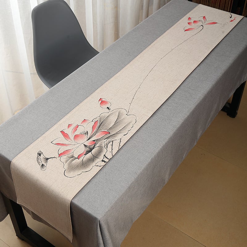 Покривка за маса за чай – лен; основен състав: 80% лен; стил: китайски стил; подходяща за дневна, спалня, кабинет, търговски обекти