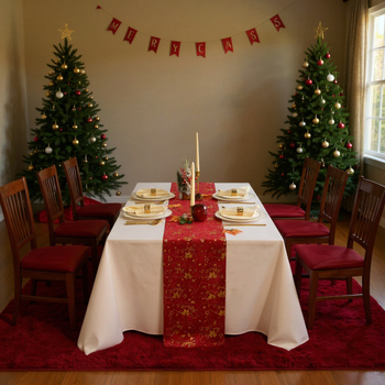 Бродиран коледен настолен флаг – полиестерно влакно, едноцветен модел, подходящ за хол и ресторант