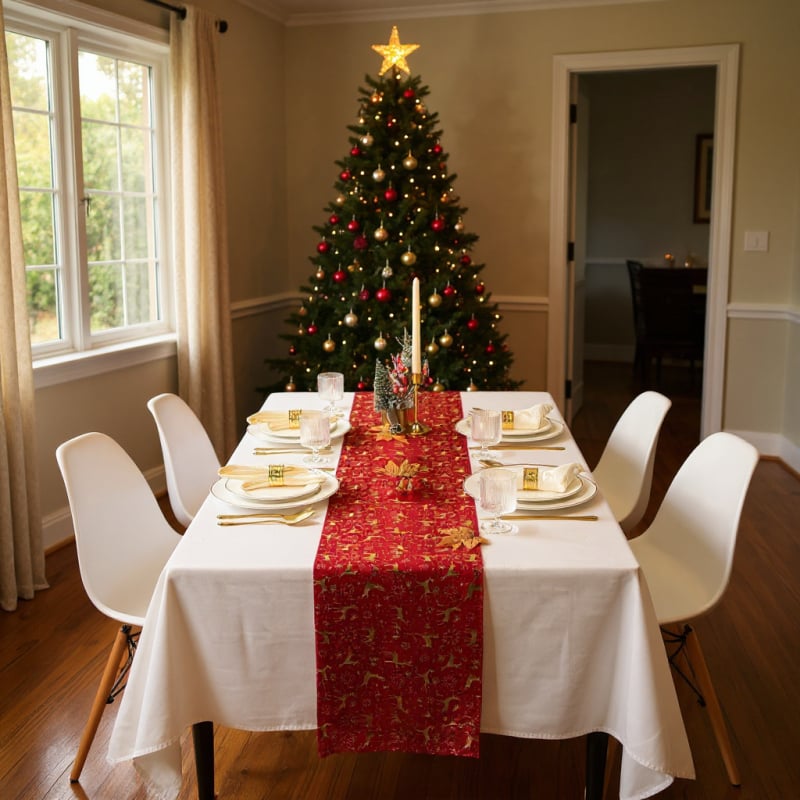 Бродиран коледен настолен флаг – полиестерно влакно, едноцветен модел, подходящ за хол и ресторант