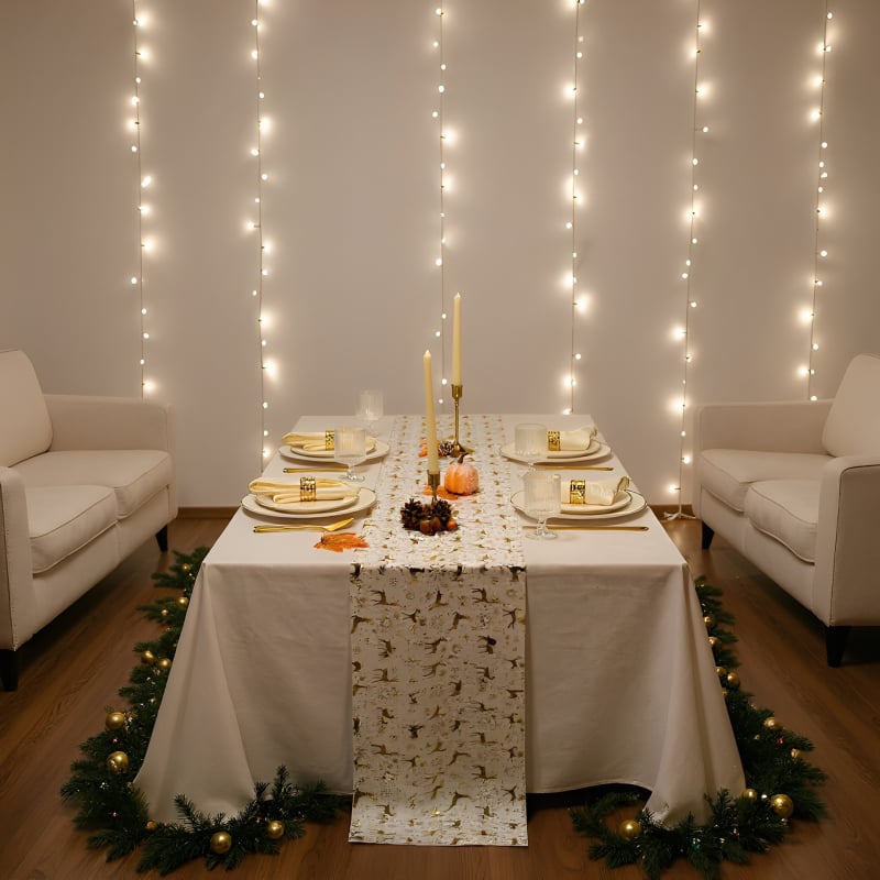 Бродиран коледен настолен флаг – полиестерно влакно, едноцветен модел, подходящ за хол и ресторант