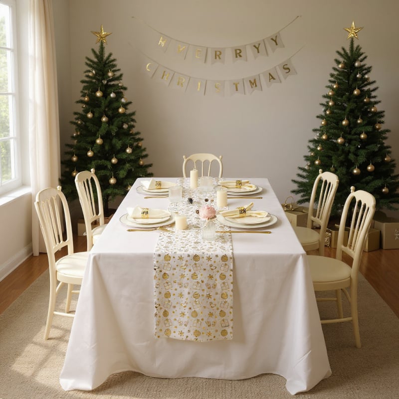 Бродиран коледен настолен флаг – полиестерно влакно, едноцветен модел, подходящ за хол и ресторант