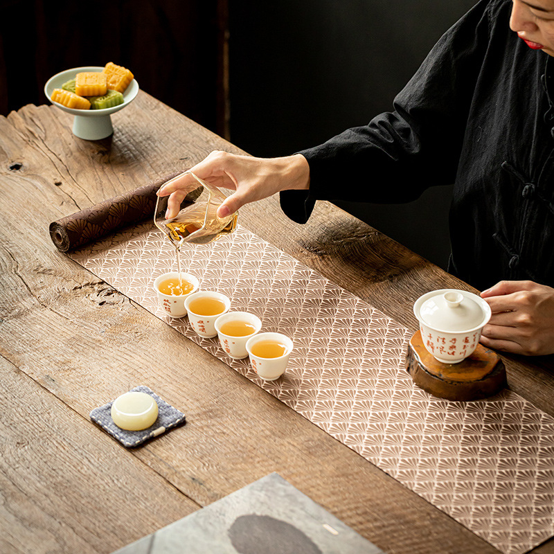 Пътека за маса с двустранна бродирана чайна подложка, китайски класически стил, полиестер 90% / мулберийска коприна 10%, узор: китайски вятър