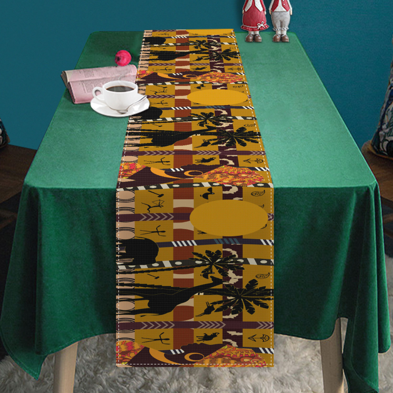 Флаг за маса със Stripe модел, Египетски стил, полиестер, кръгла подложка за маса, персонализирана