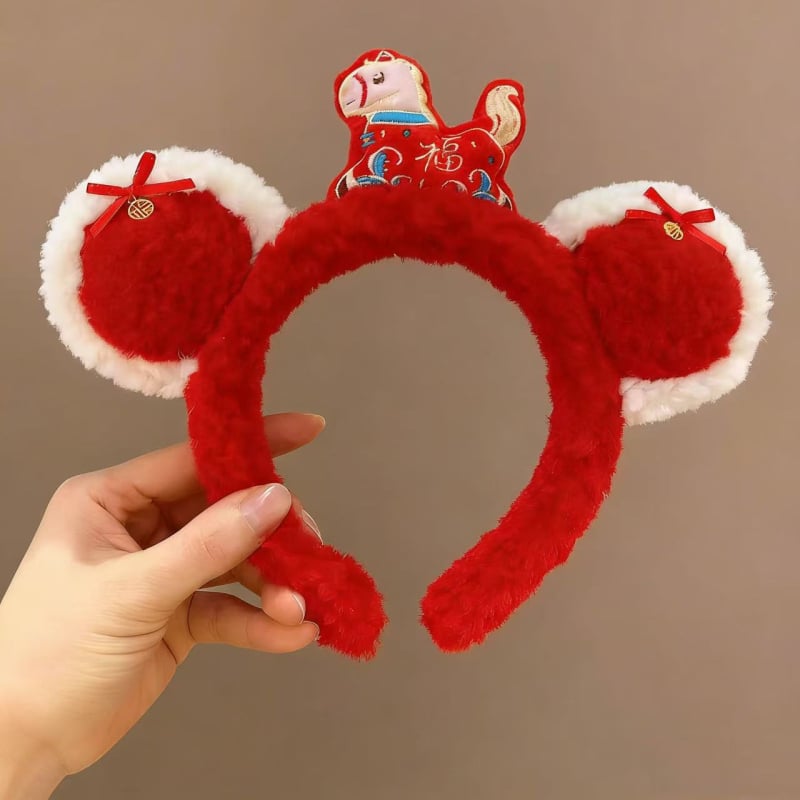 Pliša galvas lente ar poniju, adīta ar roku, XS-017 modelis, 2025. gada ziema, universāla