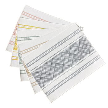 Пътека за маса с пискюли, полиестер-памучна смес, полосат/каре модел, тежък и удебелен плат