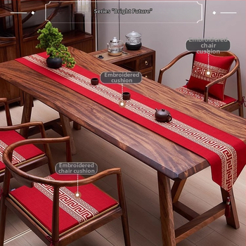 Пътека за маса от лен, мрежест модел, новокитайски стил с дзен вдъхновение, персонализируема