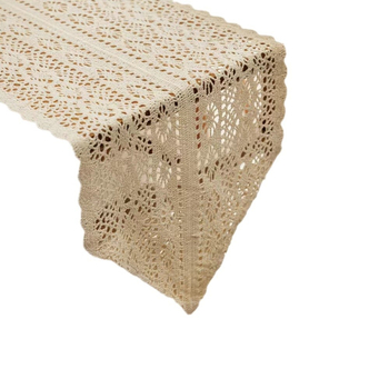 Дълга декоративна покривка за маса в американски стил с ажурна дантела от полиестерно‑памучен бленд, геометричен абстрактен модел
