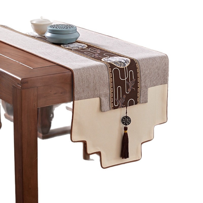 Маса за чай – текстил за маса, плат, 100% тъкан, Нов китайски стил, серия Китайски стил, подходящ за дневна, спалня, кабинет, открито, балкон.