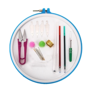 Nordic στυλ Su embroidery σταυρού σετ για αρχάριους – DIY εργαλεία κεντήματος, βελόνα κεντήματος και κρίκος κεντήματος από πλαστικό φύλλο
