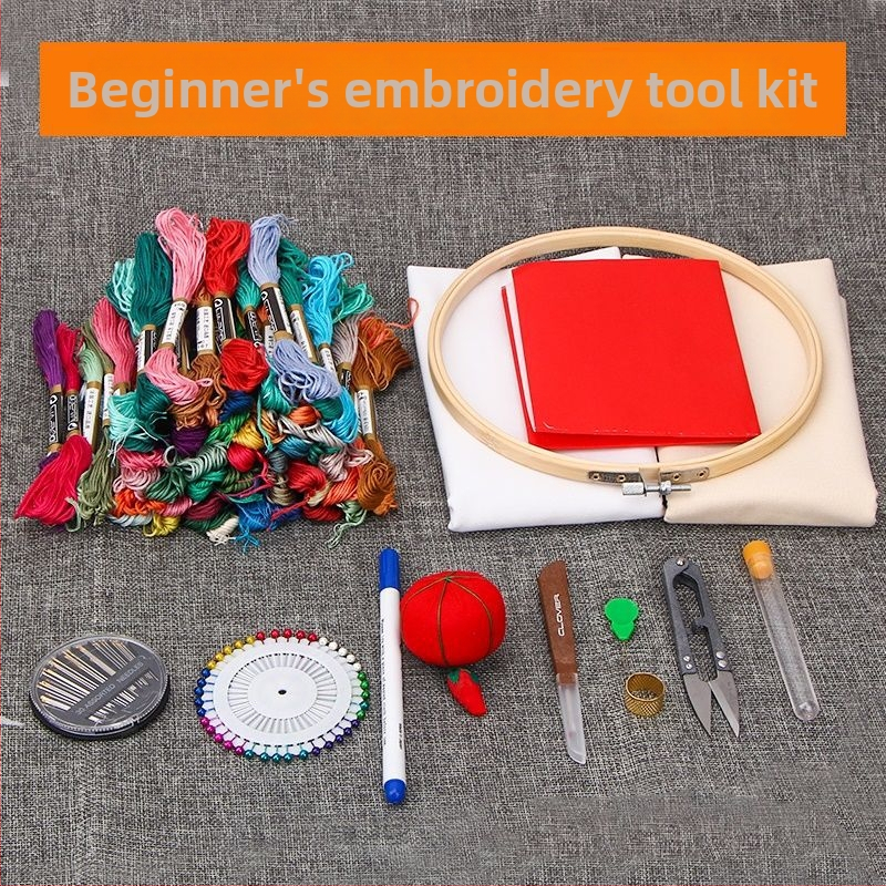 Nordic στυλ Su embroidery σταυρού σετ για αρχάριους – DIY εργαλεία κεντήματος, βελόνα κεντήματος και κρίκος κεντήματος από πλαστικό φύλλο