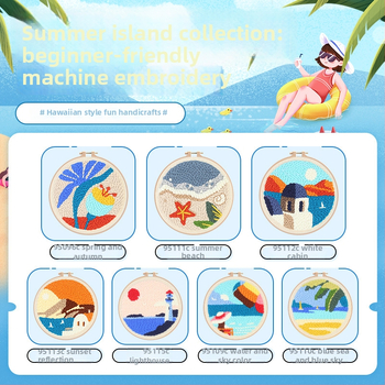 Κιτ κεντήματος με λινό ύφασμα και τοπίο — Μεσογειακό στυλ, τύπος κεντήματος: Άλλο, κέντημα με σταυρό