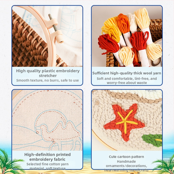 Κιτ κεντήματος με λινό ύφασμα και τοπίο — Μεσογειακό στυλ, τύπος κεντήματος: Άλλο, κέντημα με σταυρό