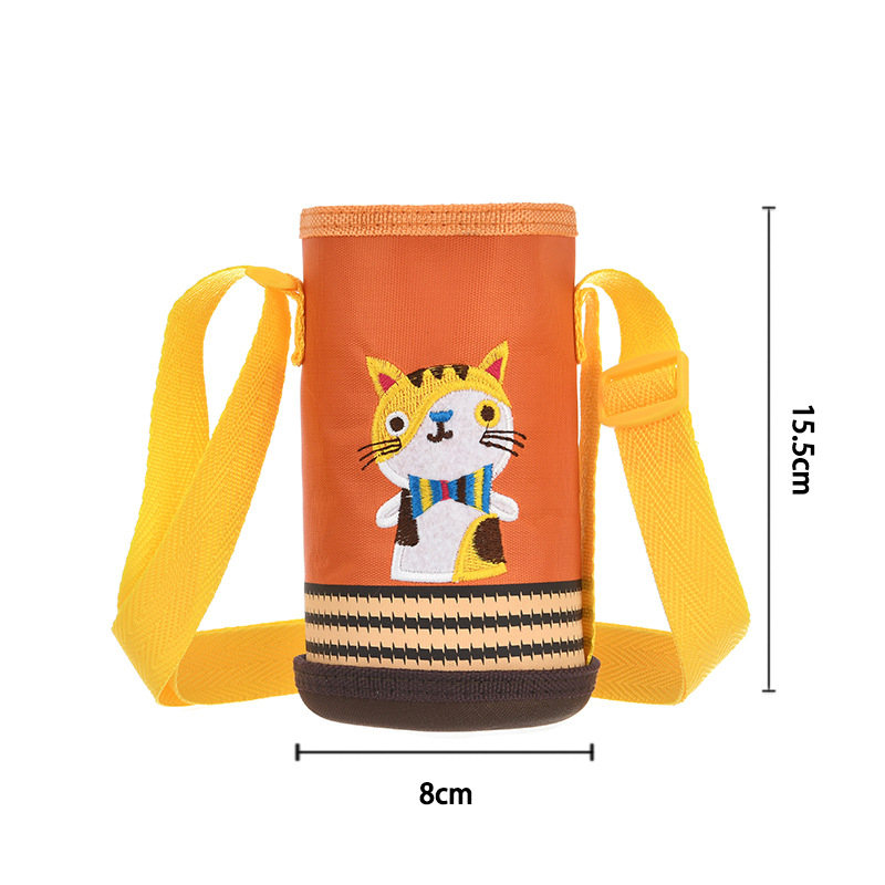 Vaikų izoliacinis vandens buteliuko dėklas su petnešėle, animacinis stilius (BT019, audinys, logotipas atspausdintas)