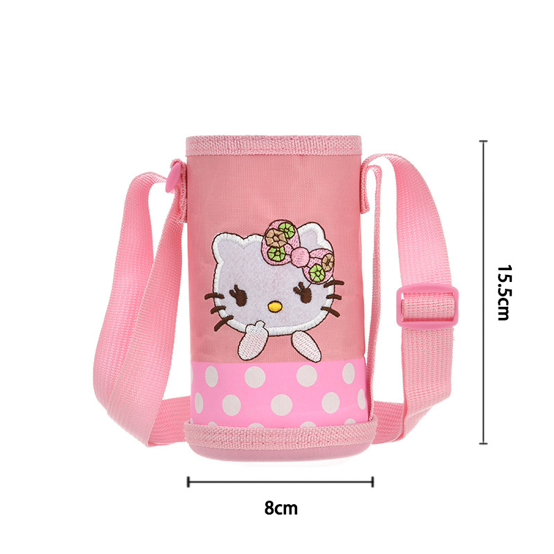 Vaikų izoliacinis vandens buteliuko dėklas su petnešėle, animacinis stilius (BT019, audinys, logotipas atspausdintas)