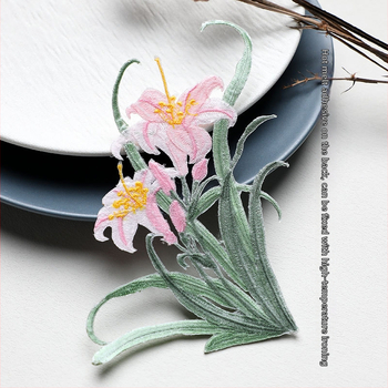 Апликация за гладене с орхидна бродерия за ханфу и дрехи — rayon, Rainbow Embroidery