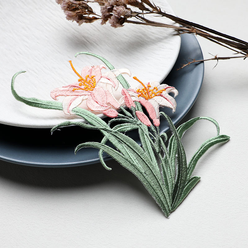 Апликация за гладене с орхидна бродерия за ханфу и дрехи — rayon, Rainbow Embroidery