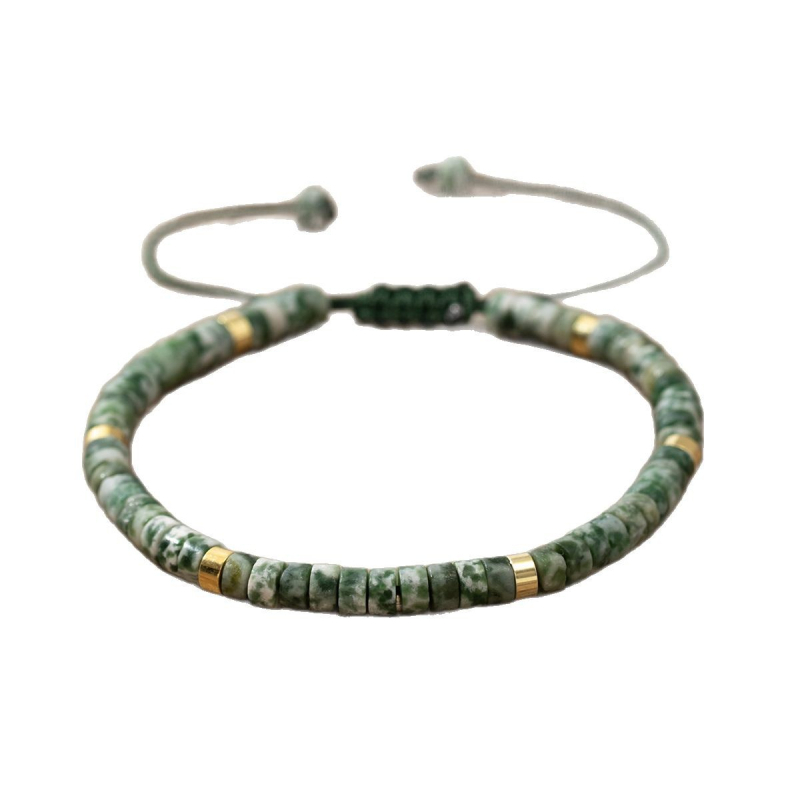 Brățară pentru femei din mărgele de cristal de ametist, țesută manual, reglabilă, stil natural