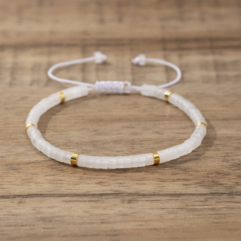 Brățară pentru femei din mărgele de cristal de ametist, țesută manual, reglabilă, stil natural