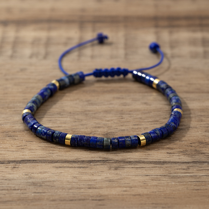 Brățară pentru femei din mărgele de cristal de ametist, țesută manual, reglabilă, stil natural