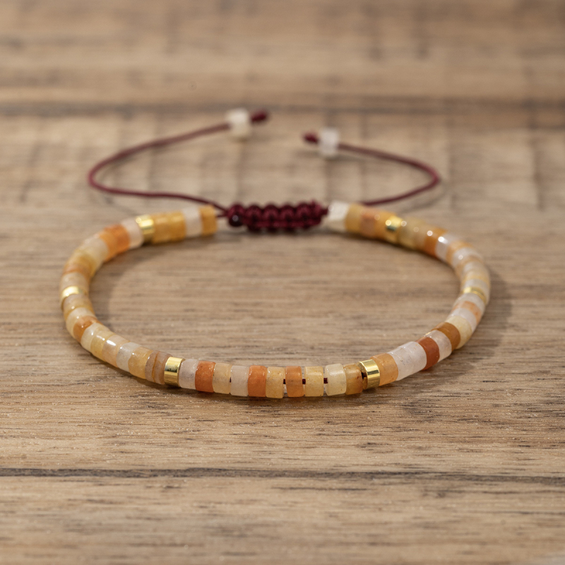 Brățară pentru femei din mărgele de cristal de ametist, țesută manual, reglabilă, stil natural