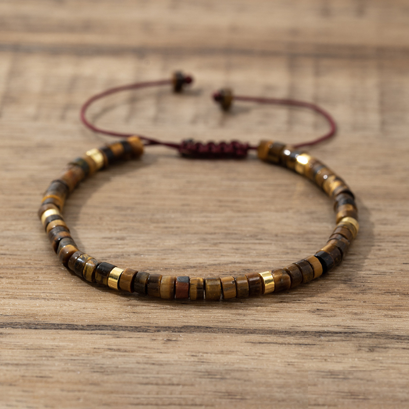 Brățară pentru femei din mărgele de cristal de ametist, țesută manual, reglabilă, stil natural