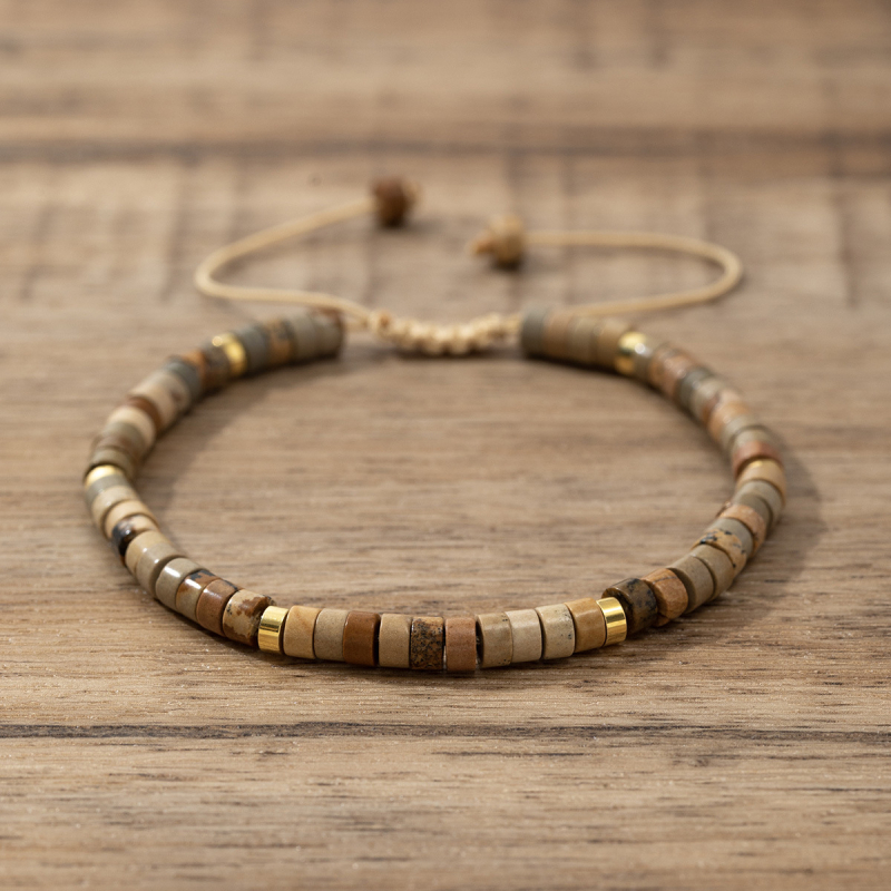 Brățară pentru femei din mărgele de cristal de ametist, țesută manual, reglabilă, stil natural