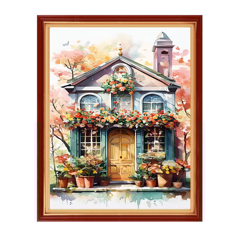 Σετ κεντήματος με σταυρούς – Τοπίο μοτίβο σε βαμβακερό ύφασμα 11CT, κέντημα με σταυροβελονιά, μοντέρνο μινιμαλιστικό στυλ