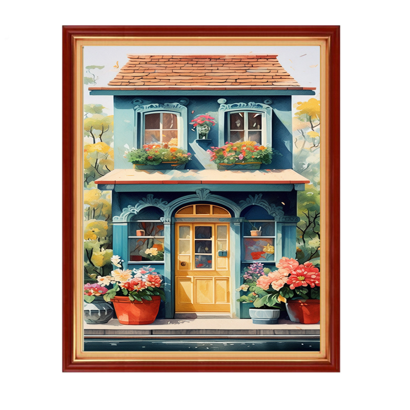 Σετ κεντήματος με σταυρούς – Τοπίο μοτίβο σε βαμβακερό ύφασμα 11CT, κέντημα με σταυροβελονιά, μοντέρνο μινιμαλιστικό στυλ