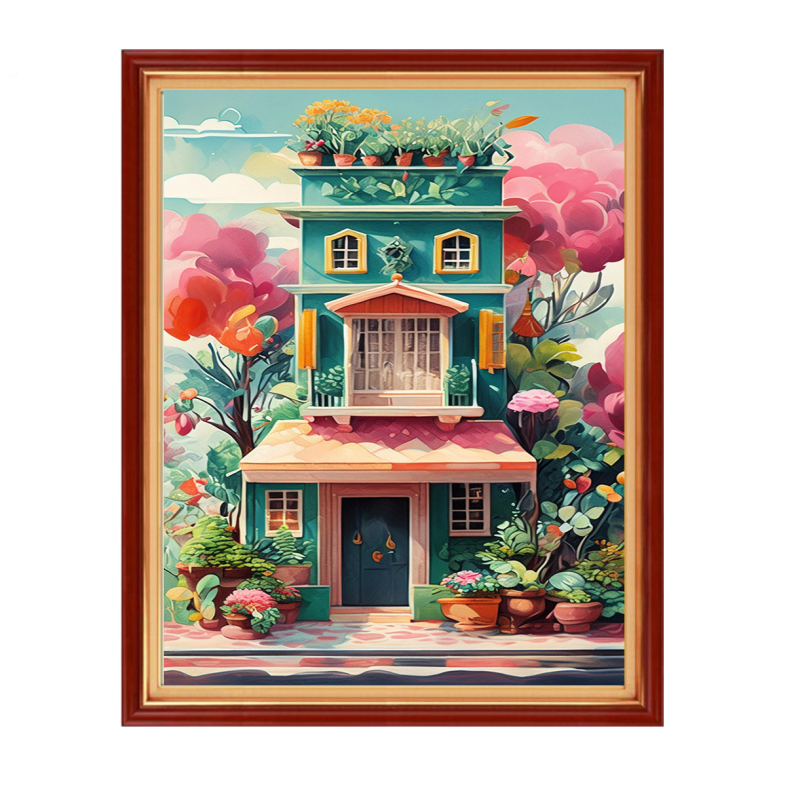 Σετ κεντήματος με σταυρούς – Τοπίο μοτίβο σε βαμβακερό ύφασμα 11CT, κέντημα με σταυροβελονιά, μοντέρνο μινιμαλιστικό στυλ